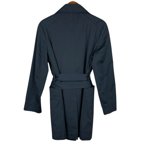 Michael Michael Kors Mid Length Trench Coat Black Belt Button Front Women's L - Picture 6 of 12